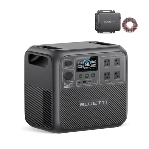 BLUETTI ポータブル電源 Elite 200 V2 チャージャー１ 走行充電器セット 2073.6Wh 2200W 大容量 高出力 角形セルリン酸鉄 17年長寿命 1.7時間満充電 小型軽量化 WIFI遠隔操作 3300W 電力リフト UPS機能 16dB 四重の保護 純正弦波 走行中に高速充電